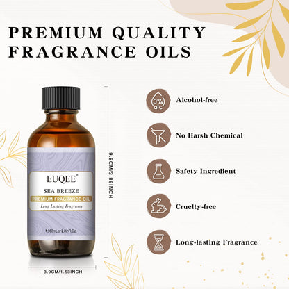 EUQEE Sea Breeze Fragrance Oil – Premium Essential Oil for Diffuser, DIY Soap & Candle Making (60 ml)
