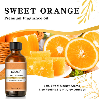 EUQEE Sweet Orange Fragrance Oil 60ml – Glass Dropper for Diffusers, Candles & Soap