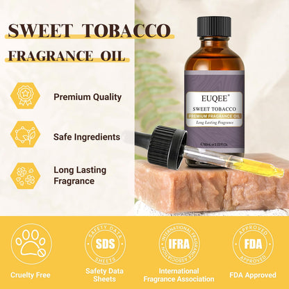 EUQEE Sweet Tobacco Fragrance Oil – 60ml (2.02 Fl oz) with Glass Dropper for Diffuser, Aromatherapy, Soap Making