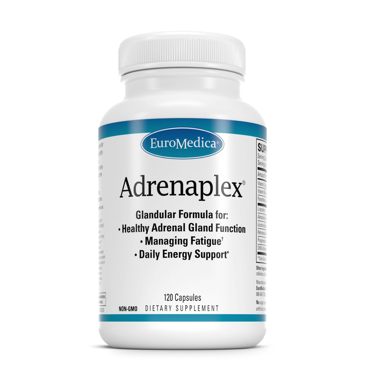 EuroMedica Adrenaplex – Adrenal Gland Support Supplement with Vitamin C & B6 | 120 Capsules
