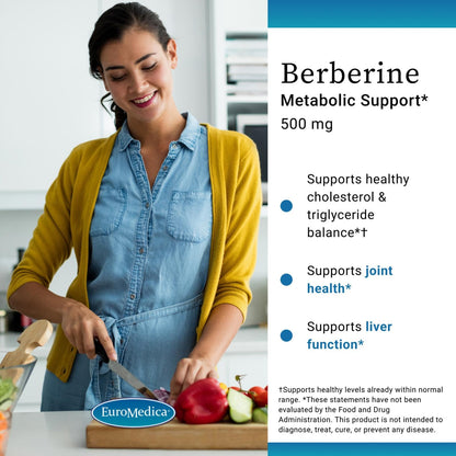 EuroMedica Berberine 500 mg – Brain & Liver Health Support – Vegan Capsules, 60 Count