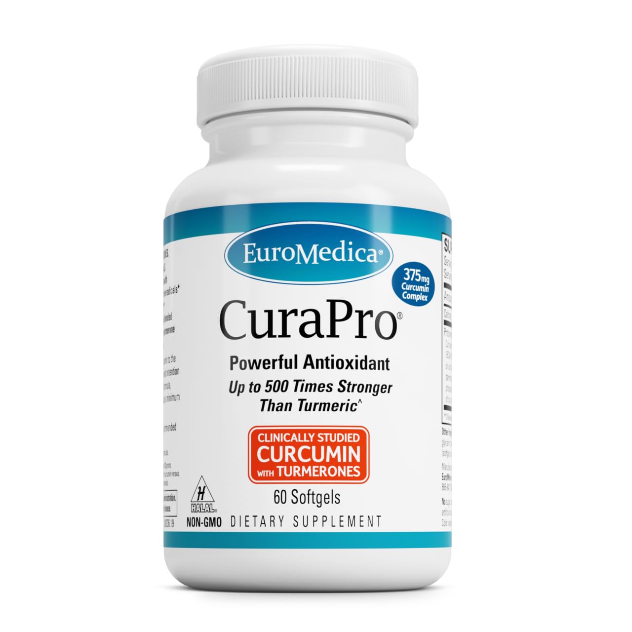 EuroMedica CuraPro: Antioxidant Curcumin with Turmeric Essential Oil – Brain & Immune Support, 60 Softgels