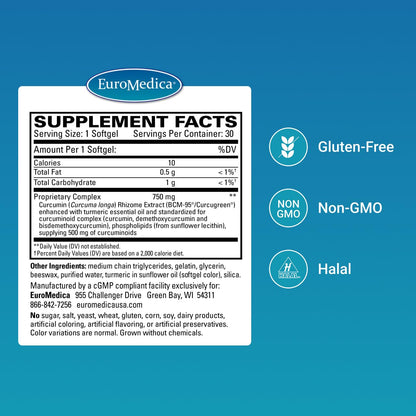 EuroMedica CuraPro: High-Potency Curcumin for Brain & Heart Support - 30 Softgels