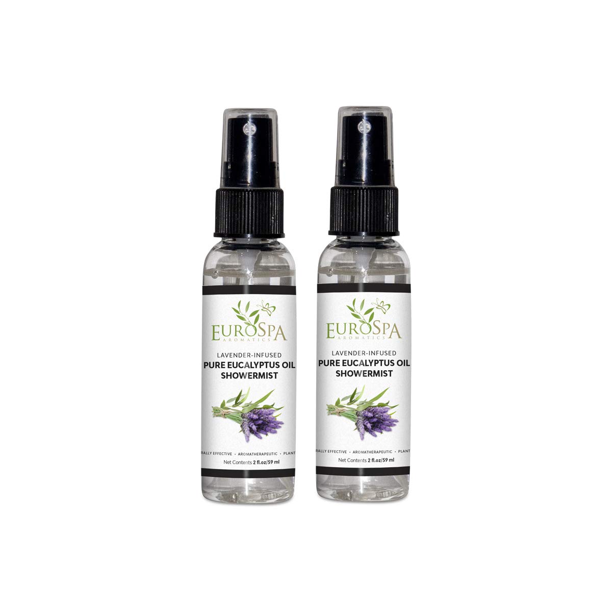 EuroSpa Aromatics Eucalyptus ShowerMist & Steam Room Spray – Lavender Infused, 2oz, 2 Pack