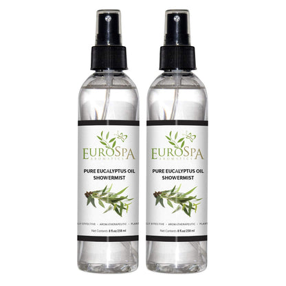 EuroSpa Aromatics Pure Eucalyptus ShowerMist & Steam Room Spray – 8oz, 2 Pack