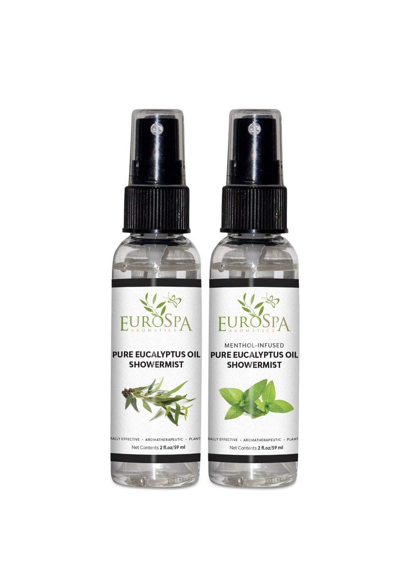 EuroSpa Aromatics Pure Eucalyptus Oil ShowerMist and Steam Room Spray, All-Natural Premium Aromatherapy Essential Oils - Variety Pack, 2 oz