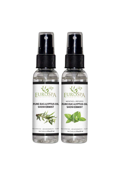 EuroSpa Aromatics Pure Eucalyptus Oil ShowerMist and Steam Room Spray, All-Natural Premium Aromatherapy Essential Oils - Variety Pack, 2 oz