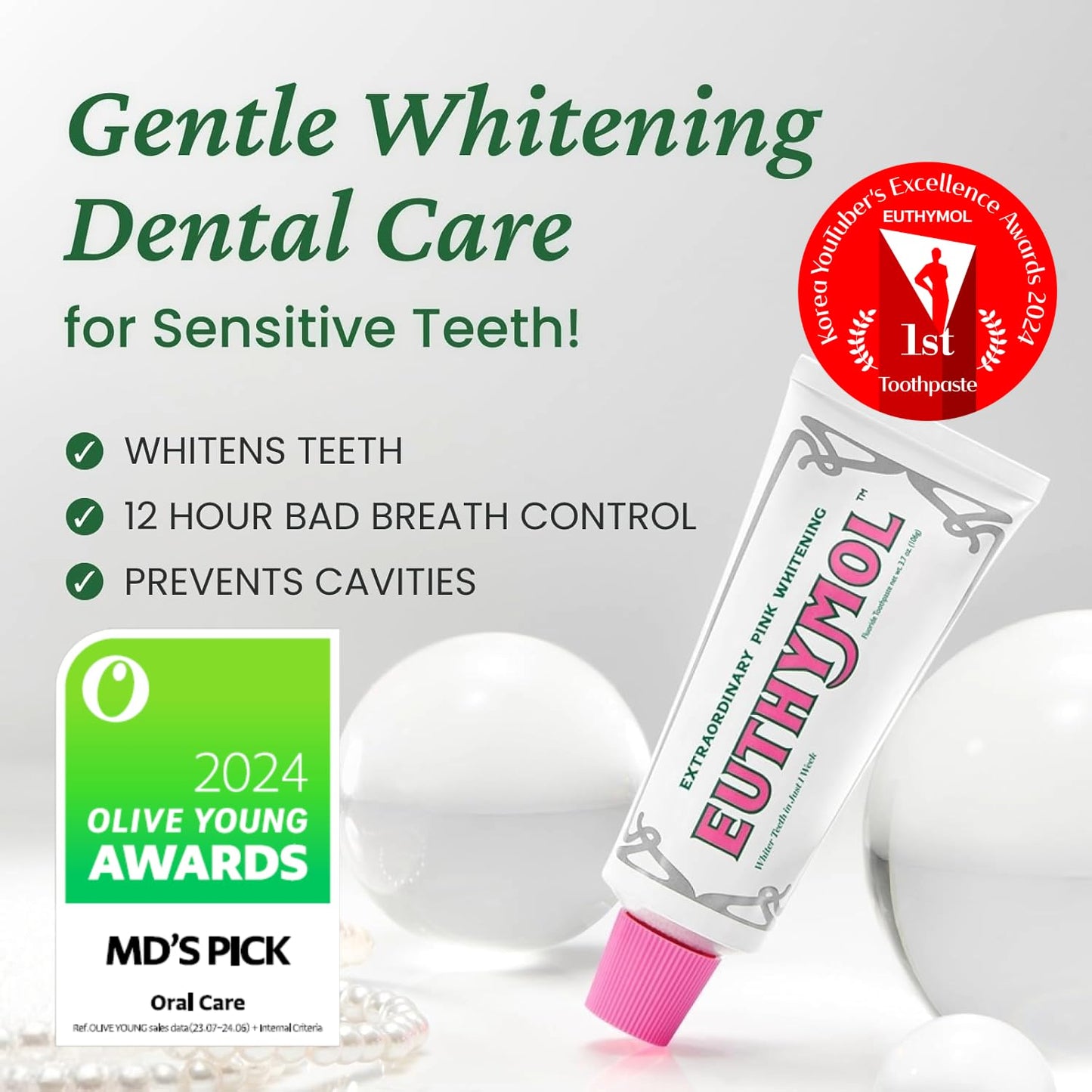 EUTHYMOL Whitening Toothpaste (3x106g) - Stain Removal & Fresh Breath