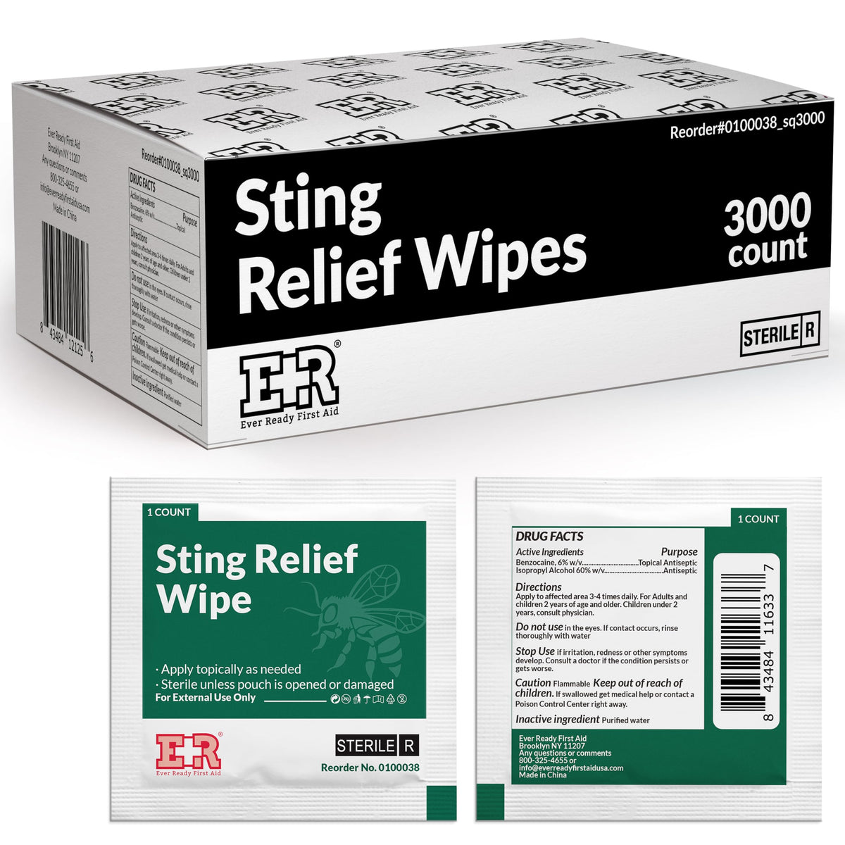 Ever Ready First Aid Sting Relief Wipes – 3000 Count | Instant Bite & Itch Relief
