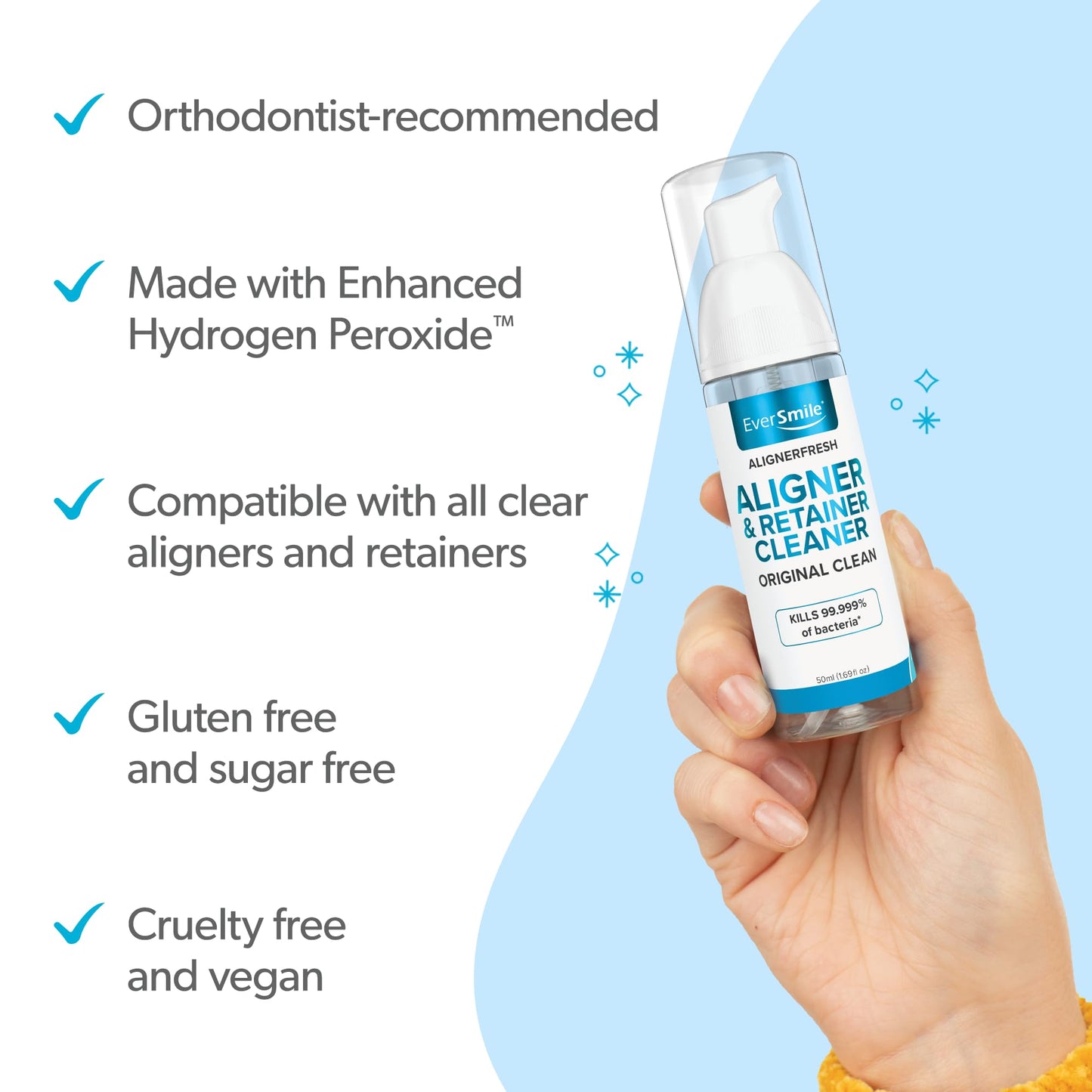 EverSmile AlignerFresh Original Clean Foam – Cleaner for Invisalign & All Clear Aligners (50ml, 4 Pack)