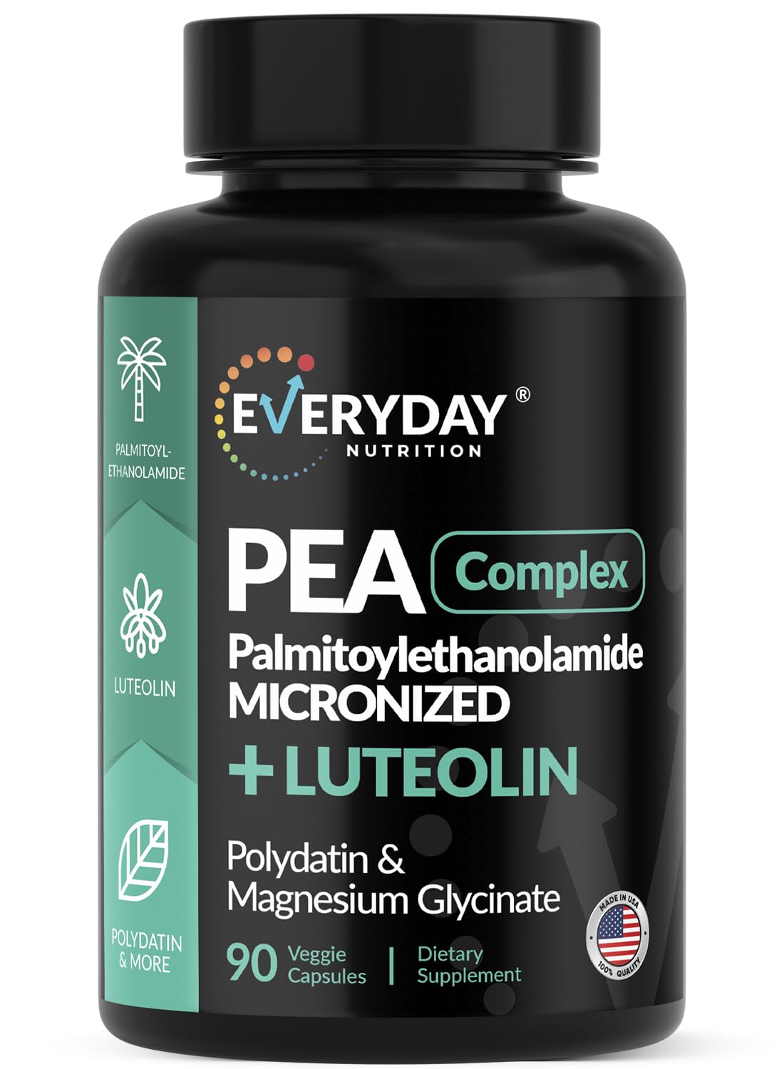 EVERYDAY NUTRITION PEA 400 mg + Luteolin & Magnesium Glycinate | 90 Capsules | Pain Relief & Inflammation Support