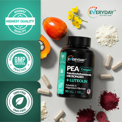 EVERYDAY NUTRITION PEA 400 mg + Luteolin & Magnesium Glycinate | 90 Capsules | Pain Relief & Inflammation Support