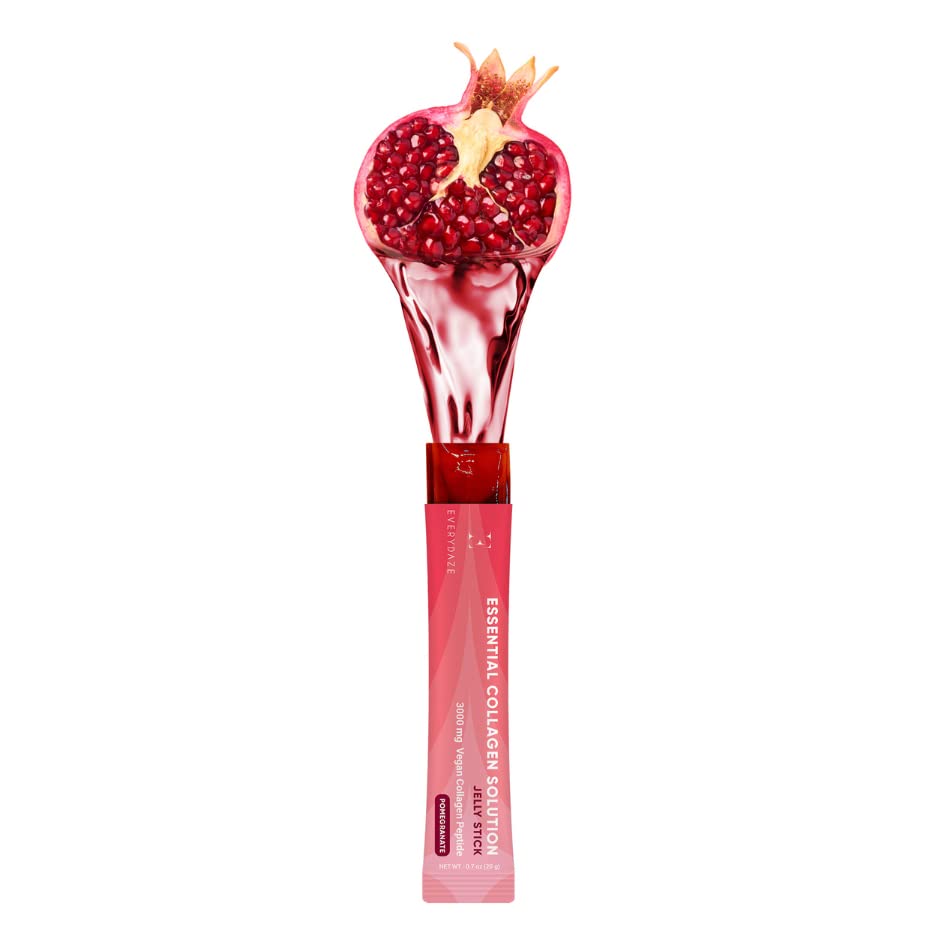 EVERYDAZE Essential Collagen Jelly Stick - Vegan Collagen Peptide, Pomegranate | 10 Packs