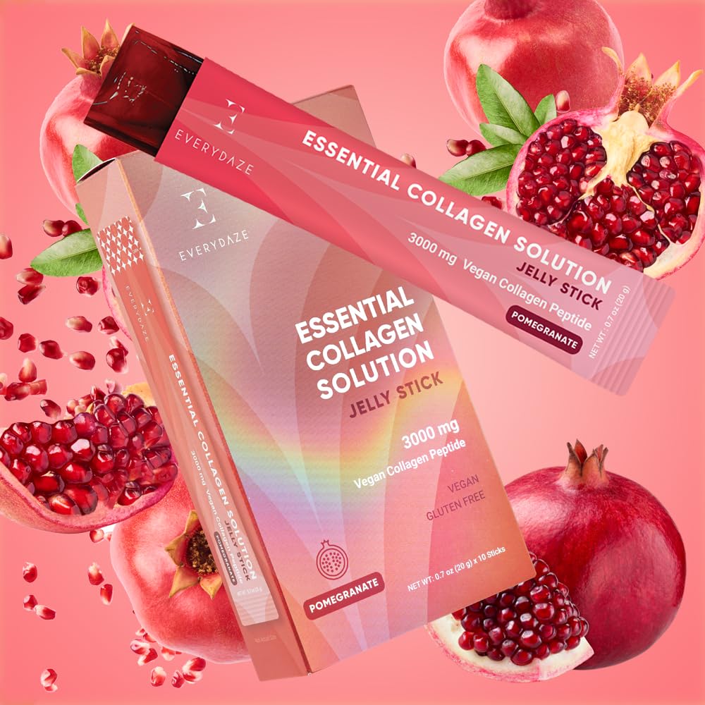 EVERYDAZE Essential Collagen Jelly Stick — 40 Pack (4 x 10ct) | Vegan Collagen Peptide, Pomegranate Flavor