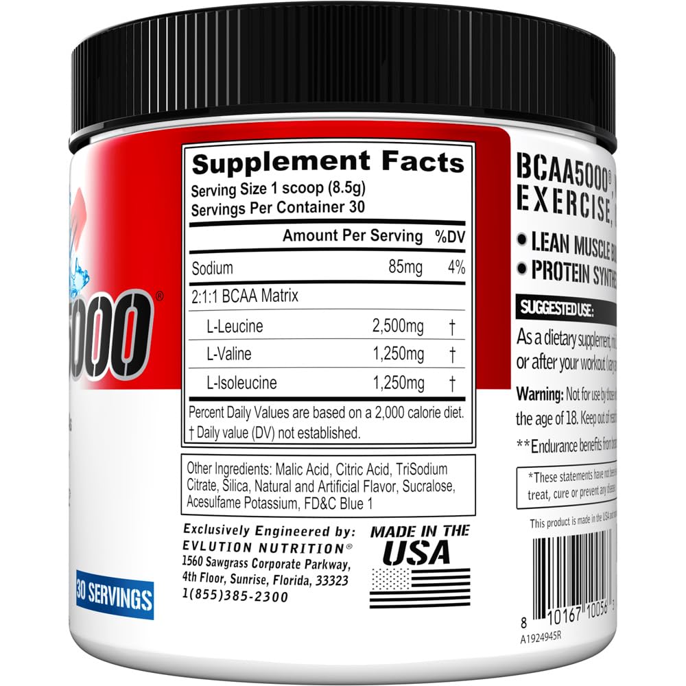 EVL BCAAs Amino Acids Powder – 5g BCAA, Post-Workout & Stim-Free Pre-Workout (Rocket Pop)