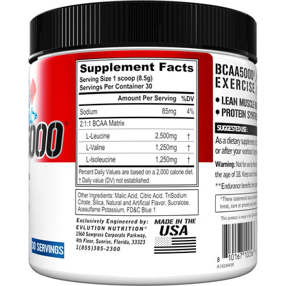 EVL BCAAs Amino Acids Powder – 5g BCAA, Post-Workout & Stim-Free Pre-Workout (Rocket Pop)