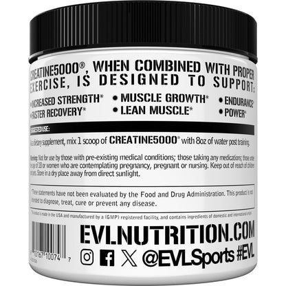 Evlution Nutrition Creatine 5000 - 5g Creatine Monohydrate Per Serving, Blue Raz | 40 Servings