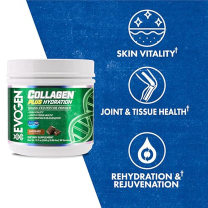 Evogen Collagen Plus Hydration – Grass-Fed Collagen for Skin & Joints | Chocolate
