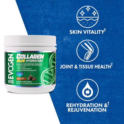 Evogen Collagen Plus Hydration – Grass-Fed Collagen for Skin & Joints | Chocolate