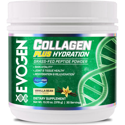 Evogen Collagen Plus Hydration – Grass-Fed Collagen for Skin & Joints | Vanilla Bean
