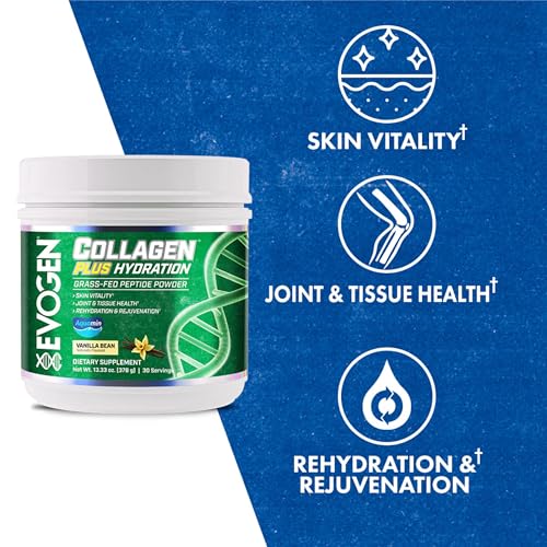 Evogen Collagen Plus Hydration – Grass-Fed Collagen for Skin & Joints | Vanilla Bean