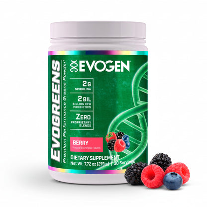 Evogen Evogreens - Super Greens Powder | Recovery, Wellness & Immunity | Berry | 30 Servings