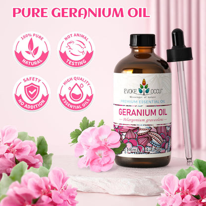 EVOKE OCCU Geranium Essential Oil 4 oz | Pure, Natural for Skin & Hair