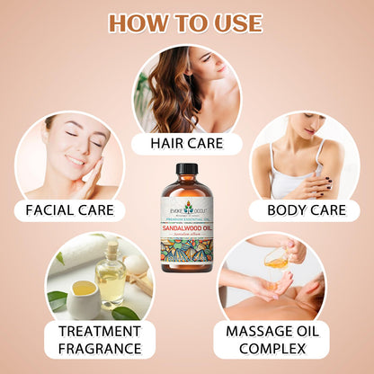 EVOKE OCCU Sandalwood Essential Oil 4 Oz – Skin Care, Diffuser, Perfume, Soap & Candle Making