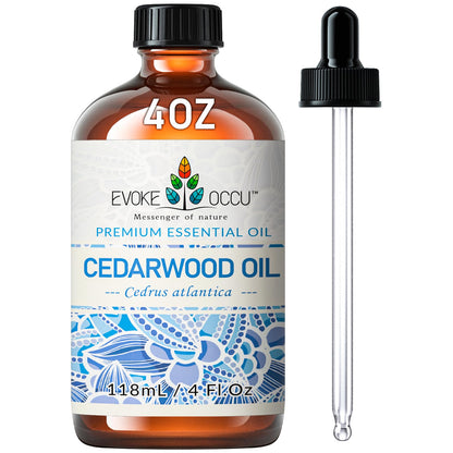 EVOKE OCCU Cedarwood Essential Oil – 4 Oz for Air Freshening, Hair Care & DIY Diffuser