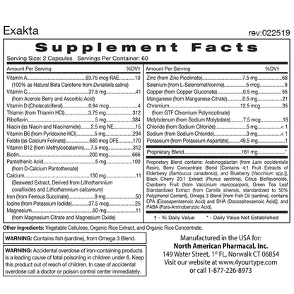 Exakta 120 Vegetarian Capsules by D'Adamo Personalized Nutrition | All-Purpose Multivitamin