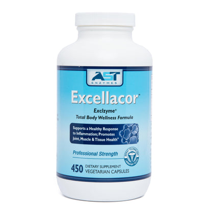 AST Enzymes Excellacor-450 Vegetarian Capsules – Premium Natural Systemic Enzyme Formula for Total Body Support