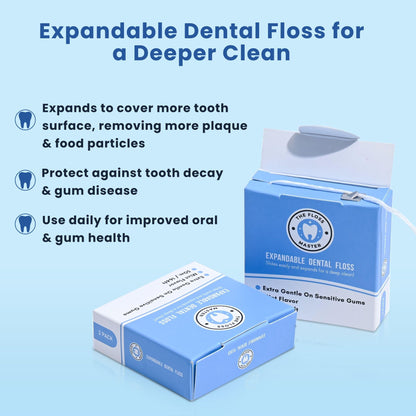 Expandable Dental Floss 3 Pack – Plastic-Free Dispenser – 50m Mint Flavor