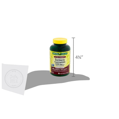 Spring Valley Turmeric Supplement | Turmeric Curcumin Ultra Strength 1,500 mg, 90 Count + STS Sticker