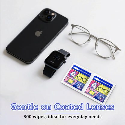 Eye Glasses Cleaner Wipes - Lens Wipes for Glasses & Screens (300 PCS) - Individually Wrapped