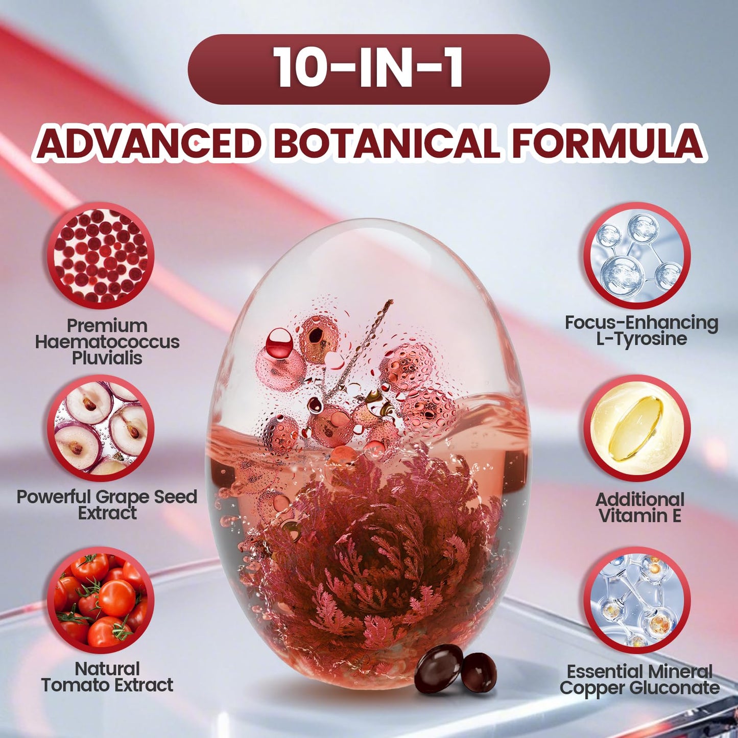 VivoNu 10 in 1 Astaxanthin Supplement – 12 mg from Haematococcus Pluvialis, 8-Month Supply (2 Bags)