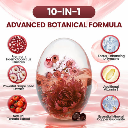 Astaxanthin 12mg – 240 Softgels | Haematococcus Pluvialis 10-in-1 Antioxidant for Eyes, Joints & Skin