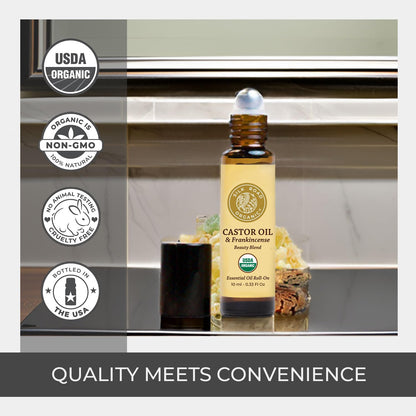 Silk Road Organic Castor Oil & Frankincense Eye Roll-On – 100% Pure USDA Certified Organic, Hexane Free, 10ml