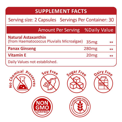 35mg Liposomal Astaxanthin Supplement – Antioxidant Support for Skin, Joints & Eyes | Vegan, Non-GMO