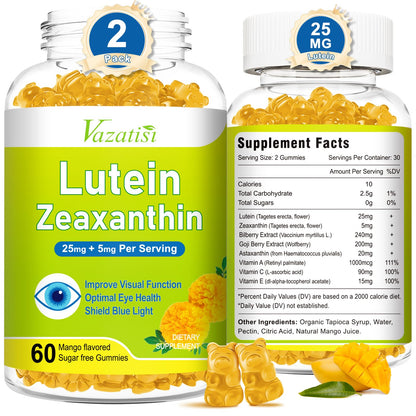 Eye Vitamins Lutein & Zeaxanthin Gummies – Sugar-Free Mango, 120 Count