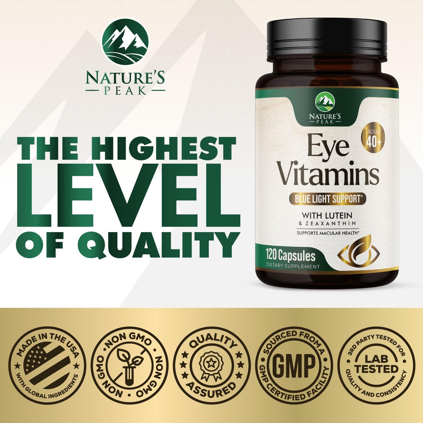 Eye Vitamins & Mineral Supplement – Lutein, Zeaxanthin, Zinc (120 Capsules)