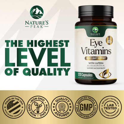 Eye Vitamins & Mineral Supplement – Lutein, Zeaxanthin, Zinc (120 Capsules)