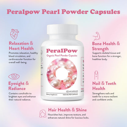 Organic Pearl Powder Capsules 1500mg | Skin Radiance, Eye Wellness & Nails | 60 Capsules