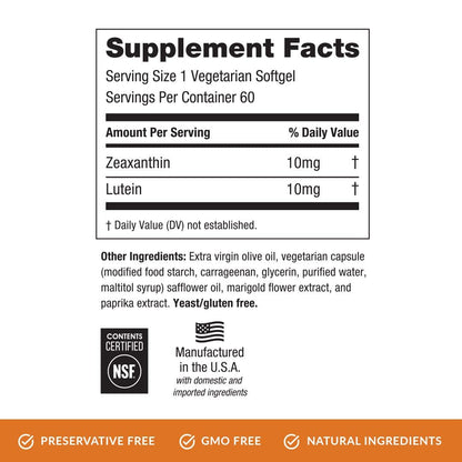 EyePromise Zeaxanthin + Lutein Eye Vitamin – 60 Softgels | Gluten-Free & Vegetarian