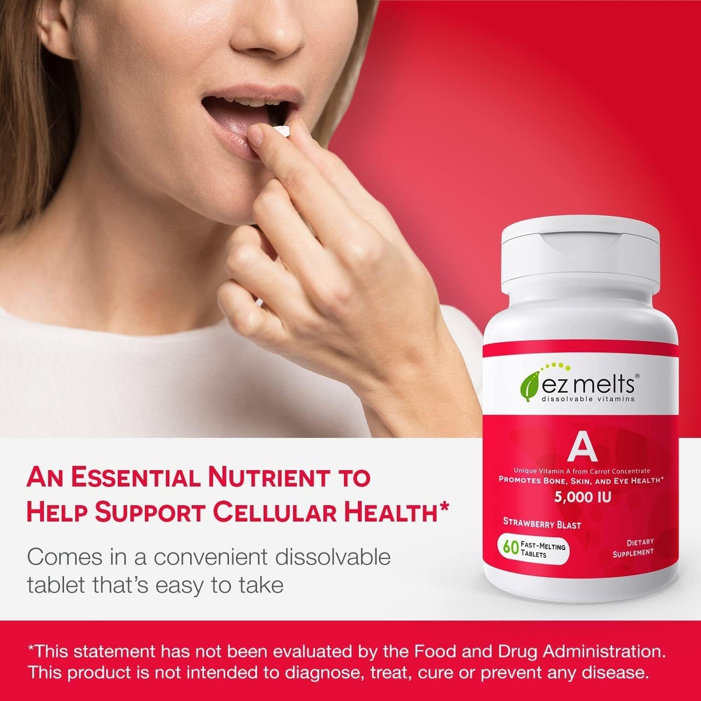 EZ Melts Dissolvable Vitamin A 5000 IU – Sugar-Free, Vegan, 2-Month Supply (2 Pack)
