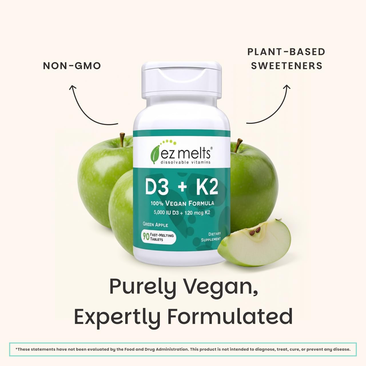EZ Melts D3 K2 5000 IU – Sugar-Free, Dissolvable Vitamin for Bone & Joint Support | 2-Pack