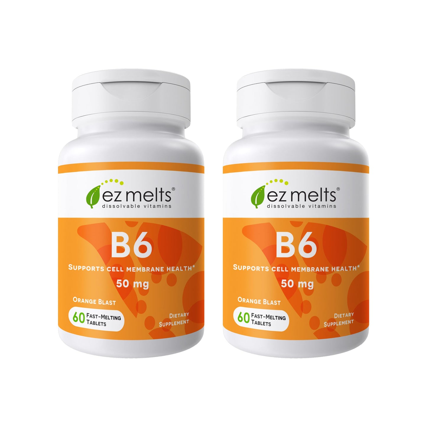 EZ Melts Dissolvable Vitamin B6 50 mg – Sugar-Free, 1-Month Supply (2 Pack)