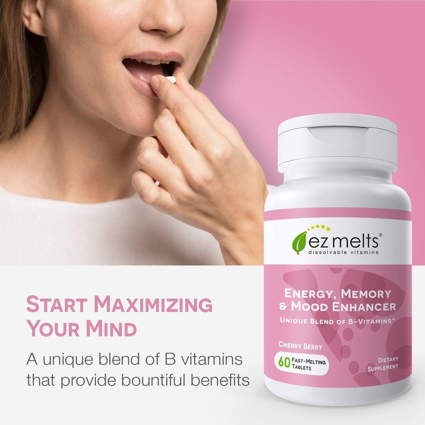 EZ Melts Dissolvable Energy & Mood Enhancer | Sugar-Free 2-Pack (2-Month Supply)
