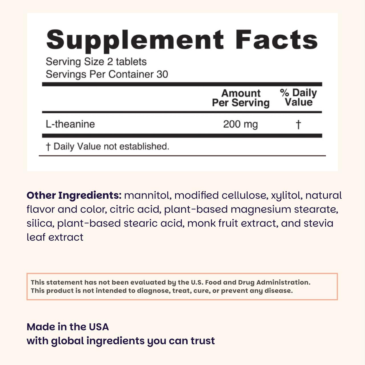 EZ Melts Dissolvable L-Theanine 200 mg – Sugar-Free 2-Pack (1-Month Supply)