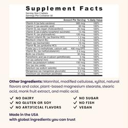 EZ Melts Multivitamin + Iron – Daily Dissolvable Vitamin for Women & Men, Vegan & Non-GMO, Tropical Cherry, 120 Tablets