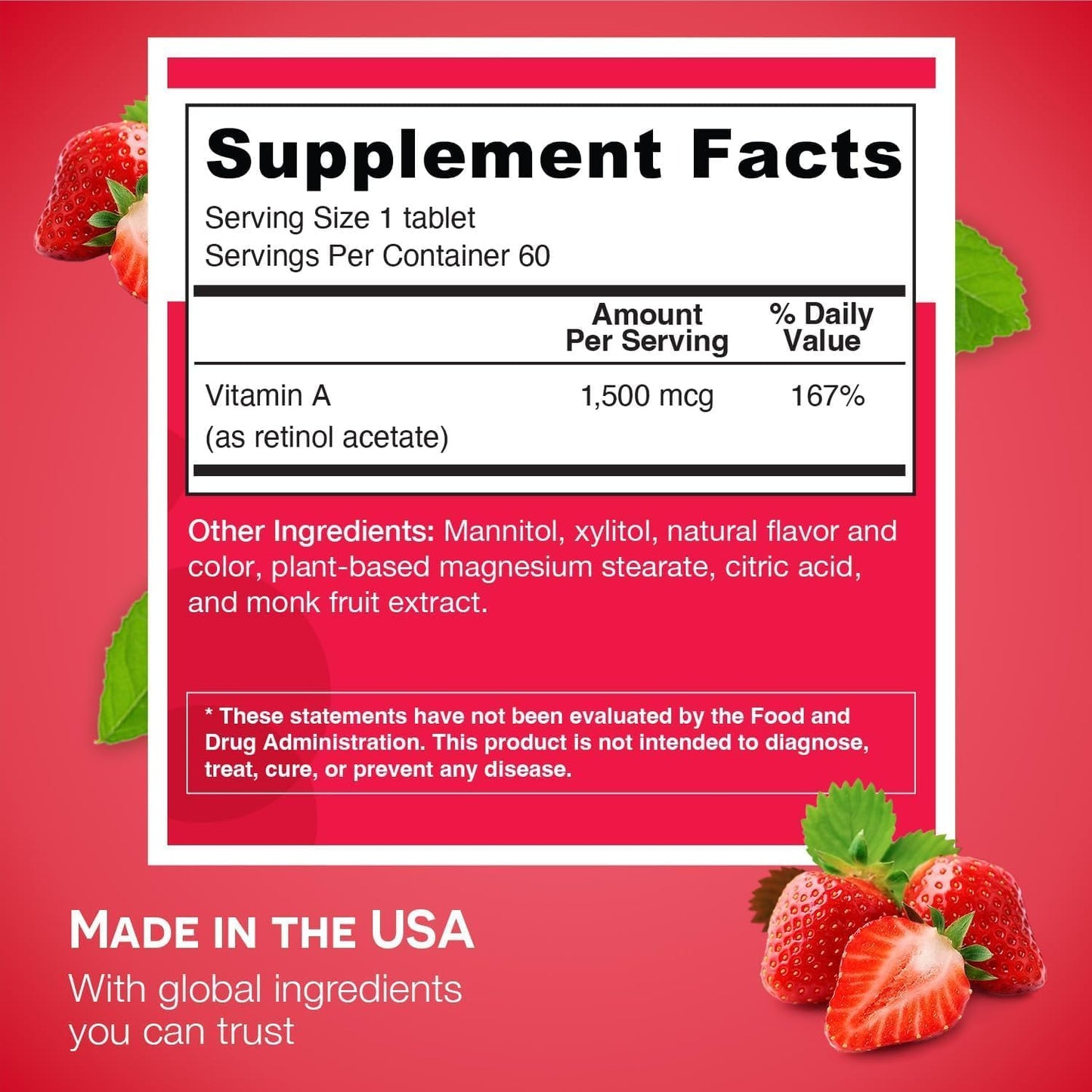 EZ Melts Dissolvable Vitamin A 5000 IU – Sugar-Free, Vegan, 2-Month Supply (2 Pack)